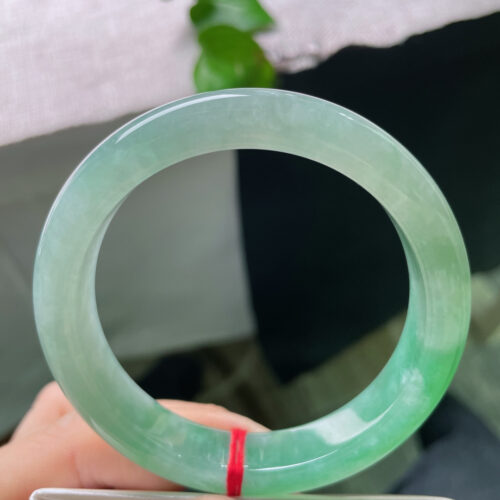Alternative view of Icy Half Round Jadeite Jade Bangle Bracelet, 56.9mm
