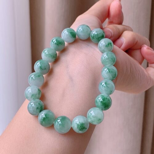 Alternative view of Icy Jadeite Jade Bead Bracelet, 10.8mm