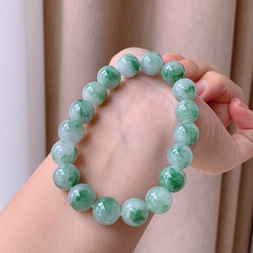 Icy Jadeite Jade Bead Bracelet, 10.8mm