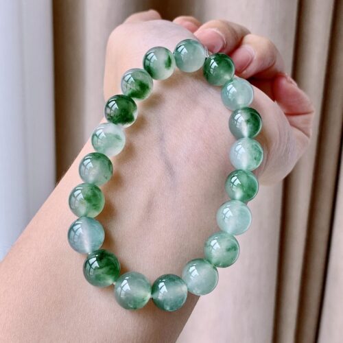 Alternative view of Icy Jadeite Jade Bead Bracelet, 10mm (I)