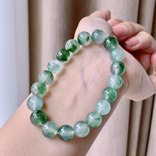 Icy Jadeite Jade Bead Bracelet, 10mm (I)
