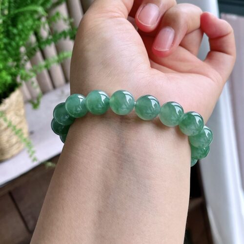 Alternative view of Icy Clear Jadeite Jade Bead Bracelet, 11.4mm