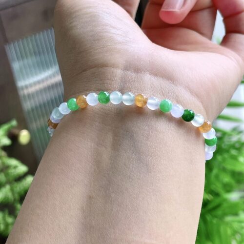 Alternative view of Multi-Colour Jadeite Jade Bead Bracelet, 4.7mm