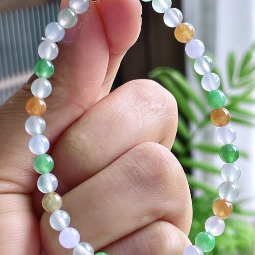 Multi-Colour Jadeite Jade Bead Bracelet, 4.7mm