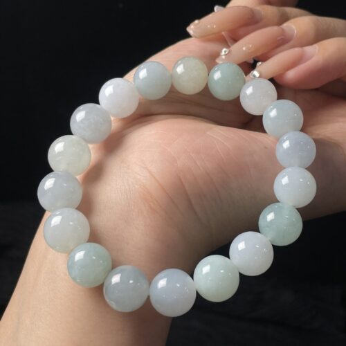 Icy Jadeite Jade Bead Bracelet, 11.5mm