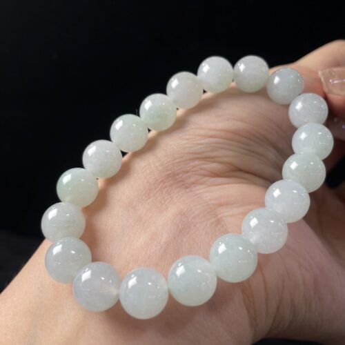 Alternative view of Icy Jadeite Jade Bead Bracelet, 10mm (IIII)