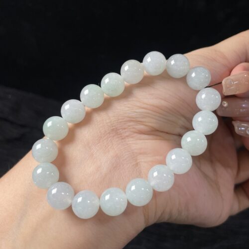 Icy Jadeite Jade Bead Bracelet, 10mm (IIII)