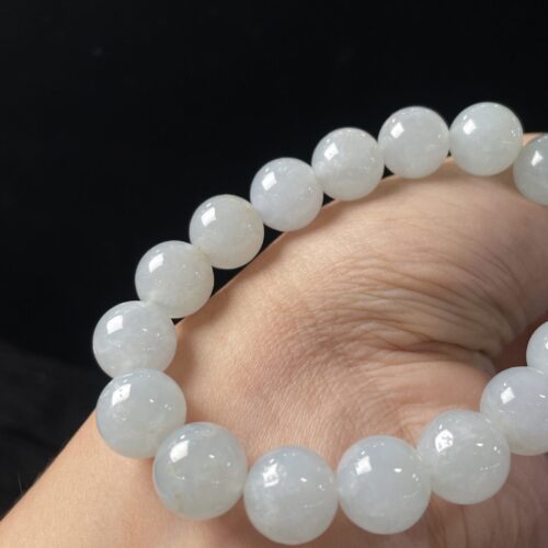 Alternative view of Icy Jadeite Jade Bead Bracelet, 11.6mm