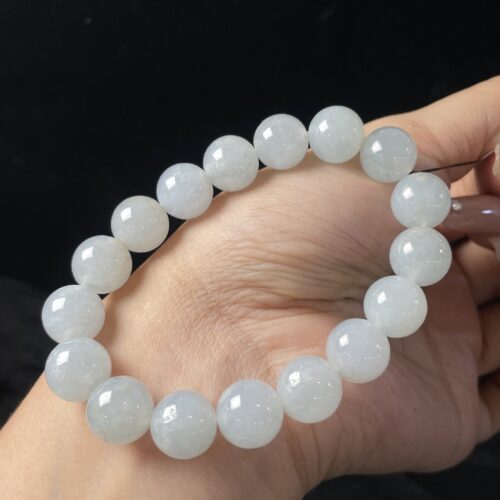 Icy Jadeite Jade Bead Bracelet, 11.6mm