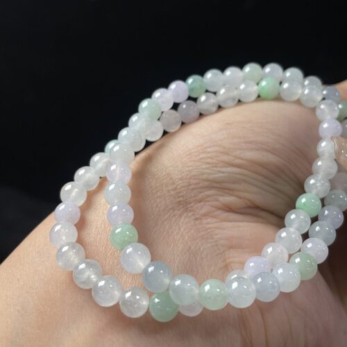 Alternative view of Icy Jadeite Jade Bead Bracelet, 5.5mm (III)