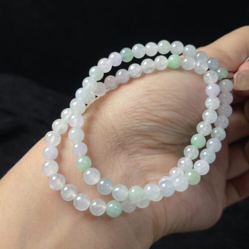 Icy Jadeite Jade Bead Bracelet, 5.5mm (III)