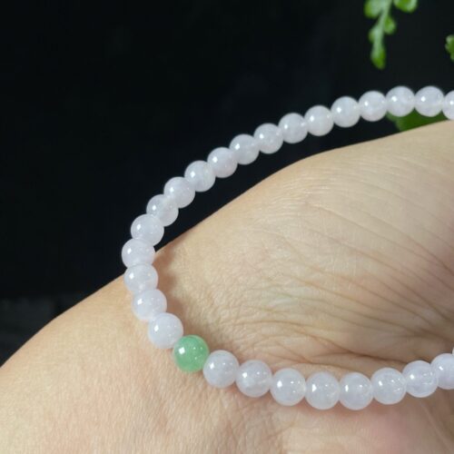 Alternative view of Icy Jadeite Jade Bead Bracelet, 5mm (III)