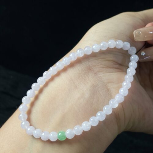 Icy Jadeite Jade Bead Bracelet, 5mm (III)