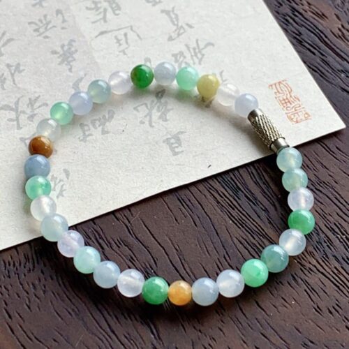 Multi-Colour Jadeite Jade Bead Bracelet, 5.6mm