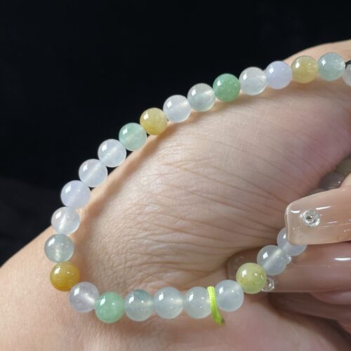 Alternative view of Icy Jadeite Jade Bead Bracelet, 5.5mm (II)