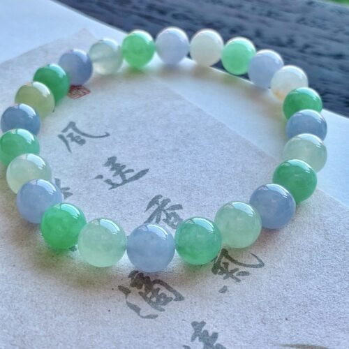 Multi-Colour Jadeite Jade Bead Bracelet, 7.8mm
