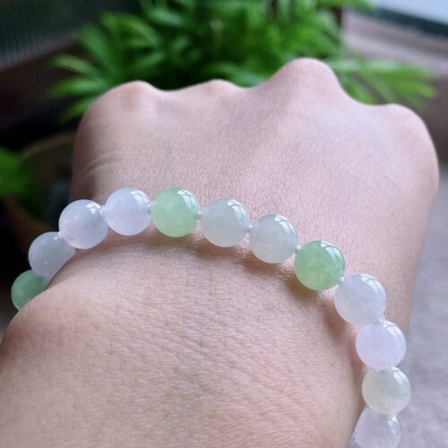 Alternative view of Multi-Colour Jadeite Jade Bead Bracelet, 8.2mm