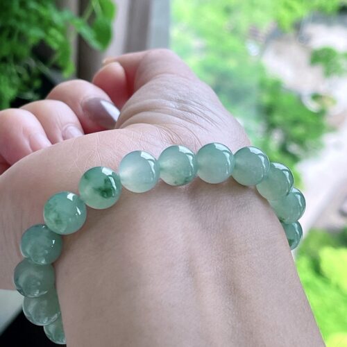 Alternative view of Icy Jadeite Jade Bead Bracelet, 9.3mm
