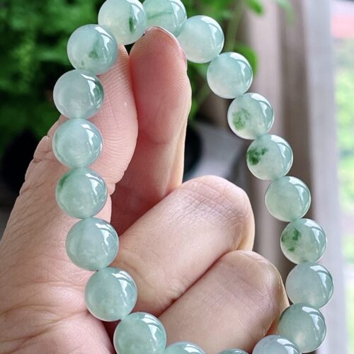 Icy Jadeite Jade Bead Bracelet, 9.3mm