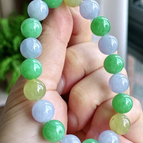 Multi-Colour Jadeite Jade Bead Bracelet, 9.8mm