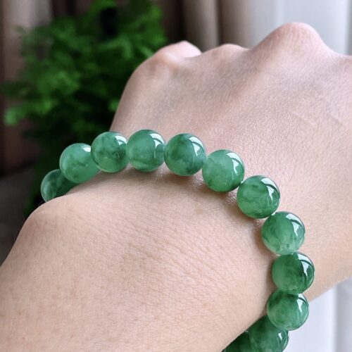 Alternative view of Icy Clear Jadeite Jade Bead Bracelet, 9.9mm