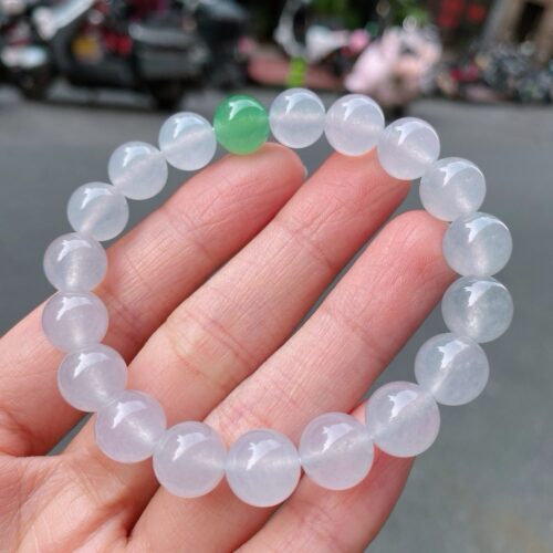 Alternative view of Icy Jadeite Jade Bead Bracelet