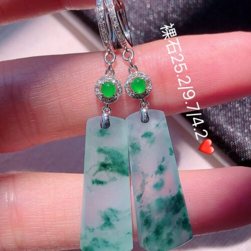 Icy Peace Column Jadeite Jade Drop Earrings