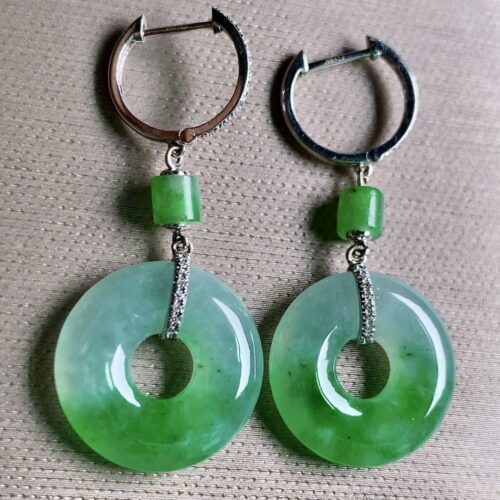 Icy Jadeite Jade Drop Earrings 18K Gold, 163.2mm