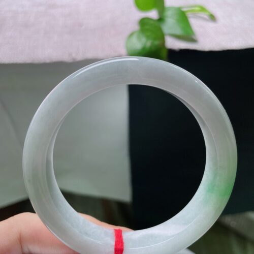 Alternative view of Icy Half Round Jadeite Jade Bangle Bracelet, 57.7mm