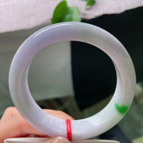 Alternative view of Spring Colour Half Round Jadeite Jade Bangle, 57mm · 13.3mm
