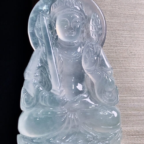 Alternative view of Icy Jadeite Jade Pendant 18K Gold
