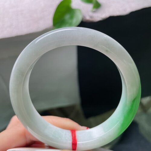 Alternative view of Icy Half Round Jadeite Jade Bangle Bracelet, 57.6mm
