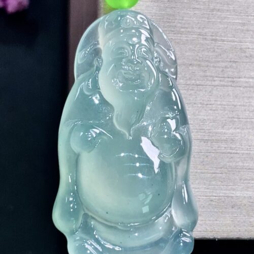 Alternative view of Icy Jadeite Jade Pendant, 31mm