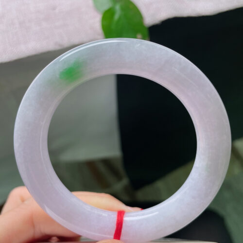 Spring Colour Round Jadeite Jade Bangle Bracelet, 53.3mm
