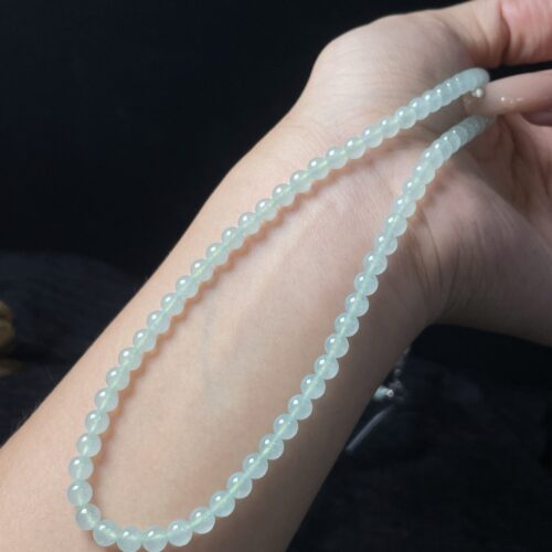Alternative view of Icy Jadeite Jade Bead Bracelet, 5mm (II)
