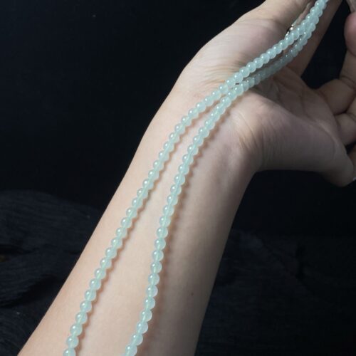 Icy Jadeite Jade Bead Bracelet, 5mm (II)