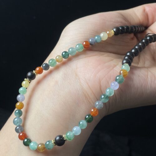 Alternative view of Icy Jadeite Jade Bead Bracelet, 5.5mm (I)