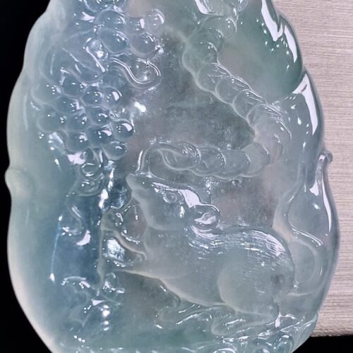 Alternative view of Icy Jadeite Jade Pendant, 51mm