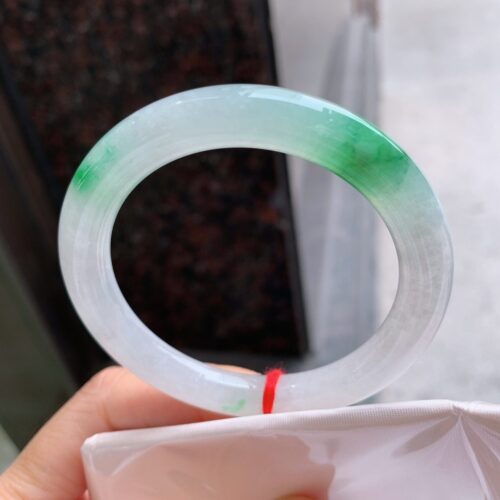 Alternative view of Icy Round Jadeite Jade Bangle Bracelet, 52.5mm