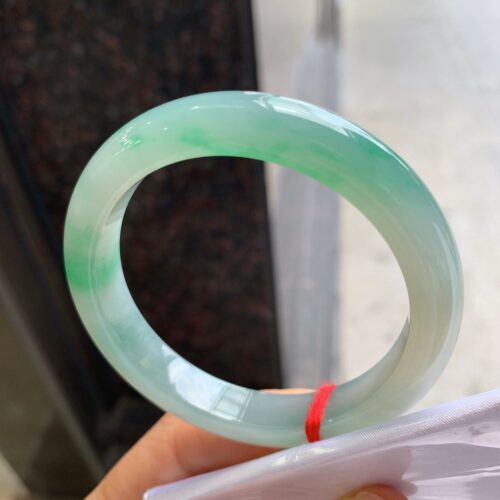 Alternative view of Icy Half Round Jadeite Jade Bangle Bracelet, 52.8mm · 10mm