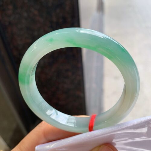 Icy Half Round Jadeite Jade Bangle Bracelet, 52.8mm · 10mm