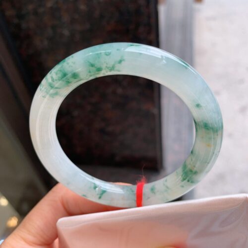 Alternative view of Icy Round Jadeite Jade Bangle Bracelet, 52.8mm · 9.7mm