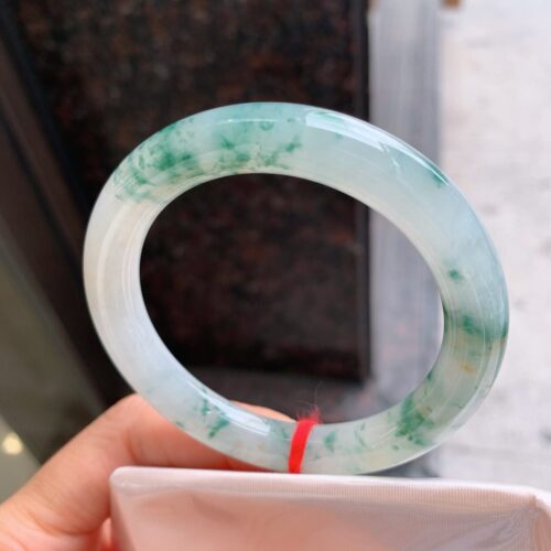 Icy Round Jadeite Jade Bangle Bracelet, 52.8mm · 9.7mm