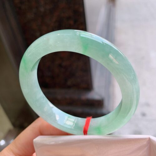 Alternative view of Icy Half Round Jadeite Jade Bangle Bracelet, 52mm