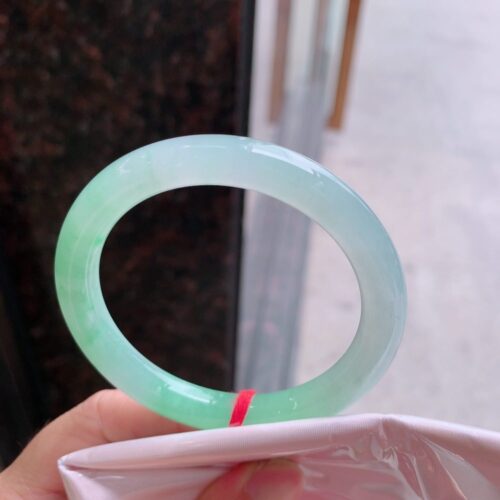 Alternative view of Icy Round Jadeite Jade Bangle Bracelet, 53.2mm