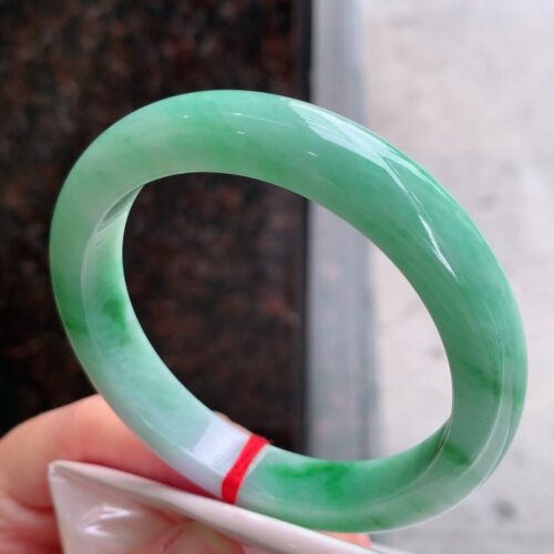 Alternative view of Spring Colour Half Round Jadeite Jade Bangle, 58.9mm
