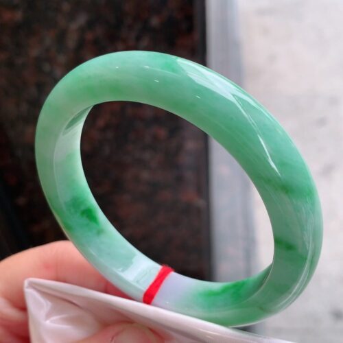 Spring Colour Half Round Jadeite Jade Bangle, 58.9mm