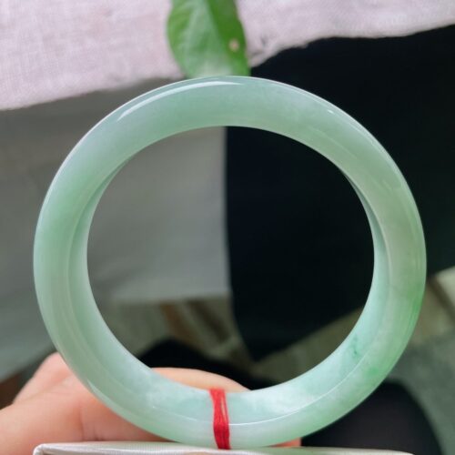 Alternative view of Green-Ground Half Round Jadeite Jade Bangle, 58.4mm · 12.4mm