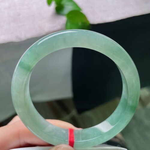Alternative view of Icy Half Round Jadeite Jade Bangle Bracelet, 57.3mm