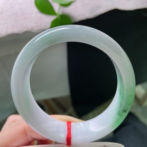 Alternative view of Icy Half Round Jadeite Jade Bangle Bracelet, 58.6mm